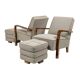Pair of Art Deco armchairs and two poufs in walnut - 1930-1940