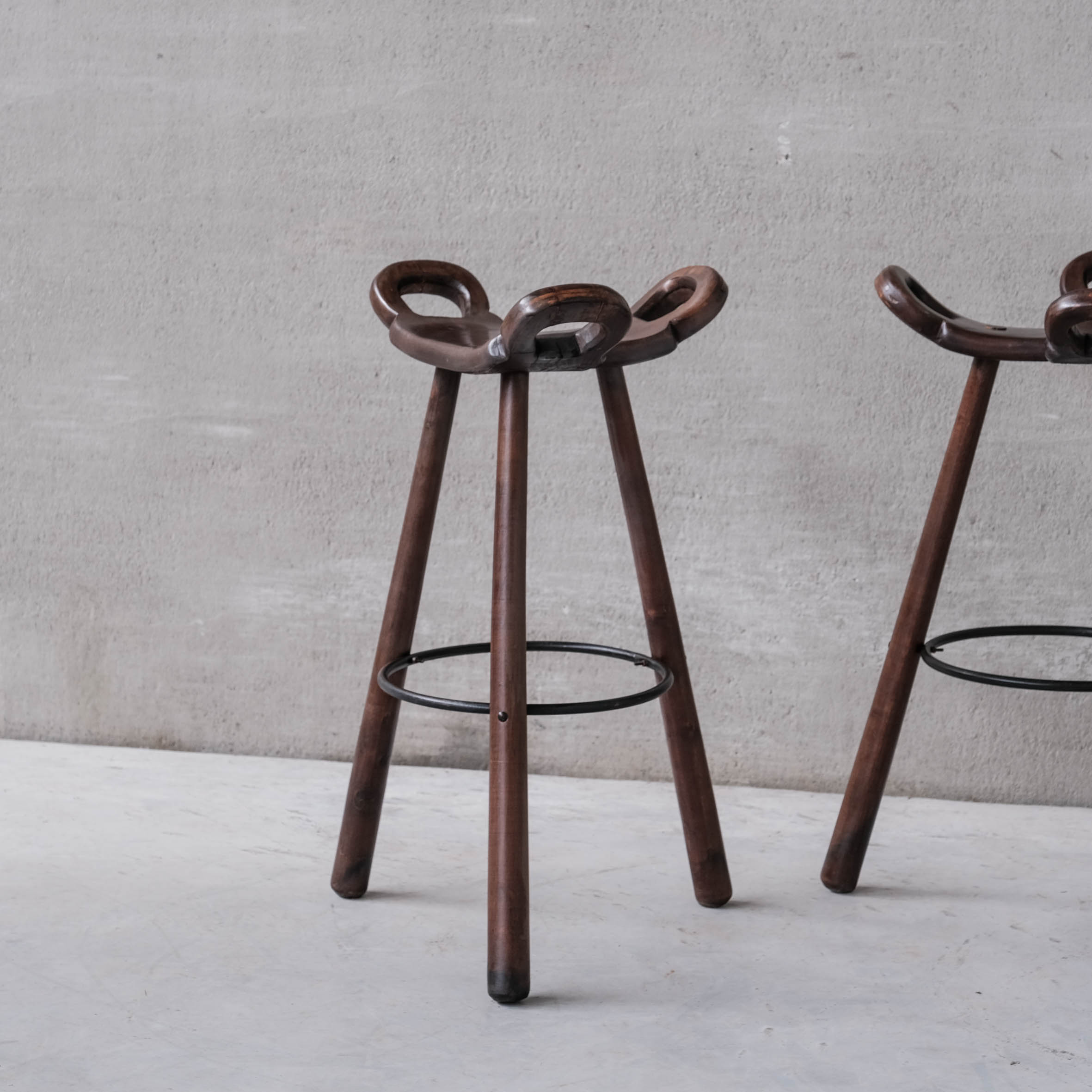 Brutalist Mid-Century 'Marbella' Bar Stool (2 Available)