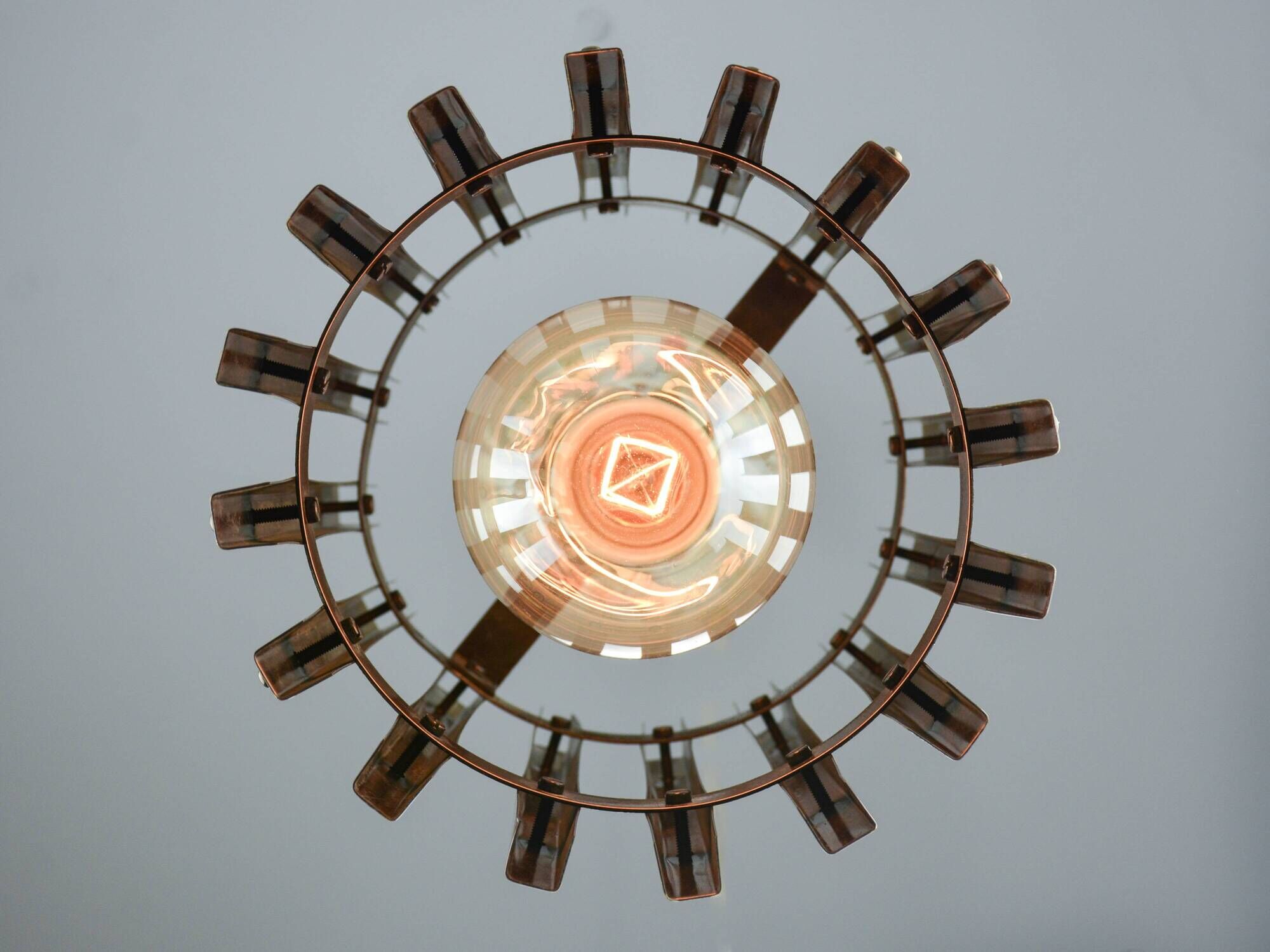 Italian Brutalist Brass-Metal Pendant Lamp