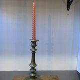 Large vintage golden brass candle holder