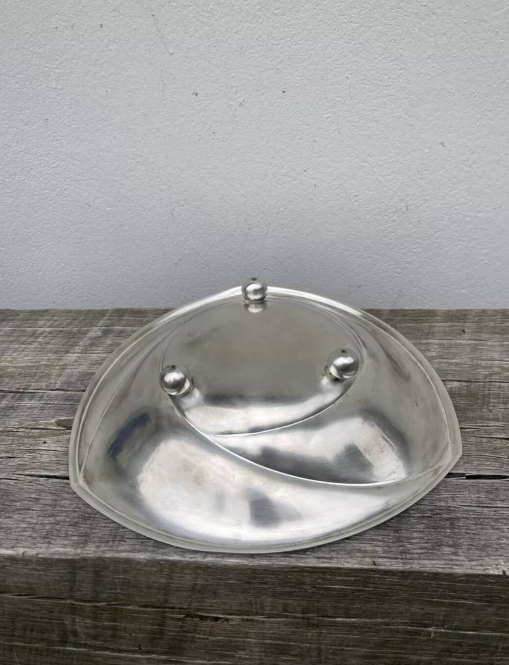 Art Deco ball footed dish with silver metal