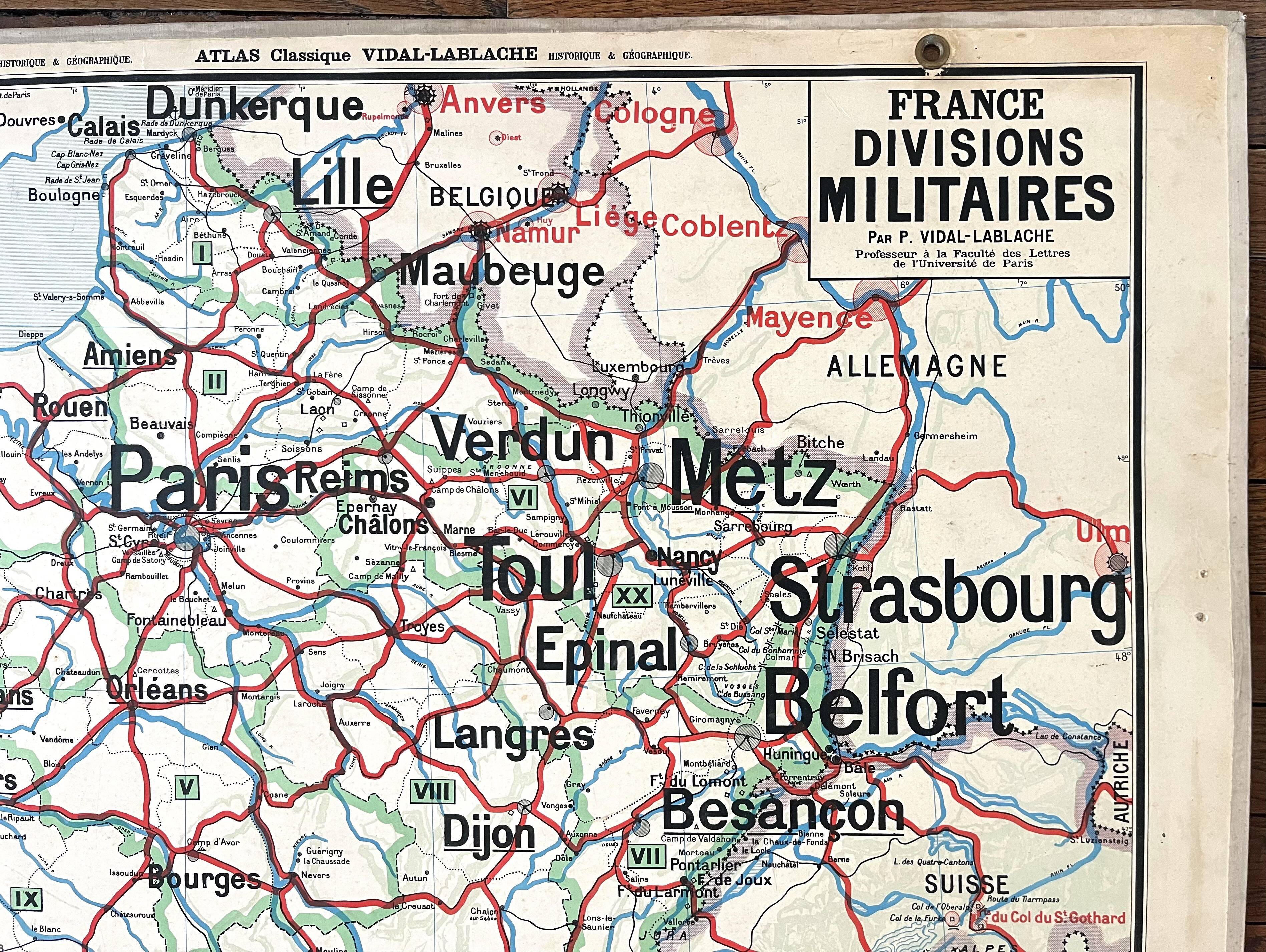 Old school map Vidal-Lablache 10, T26, 1930 - Military divisions