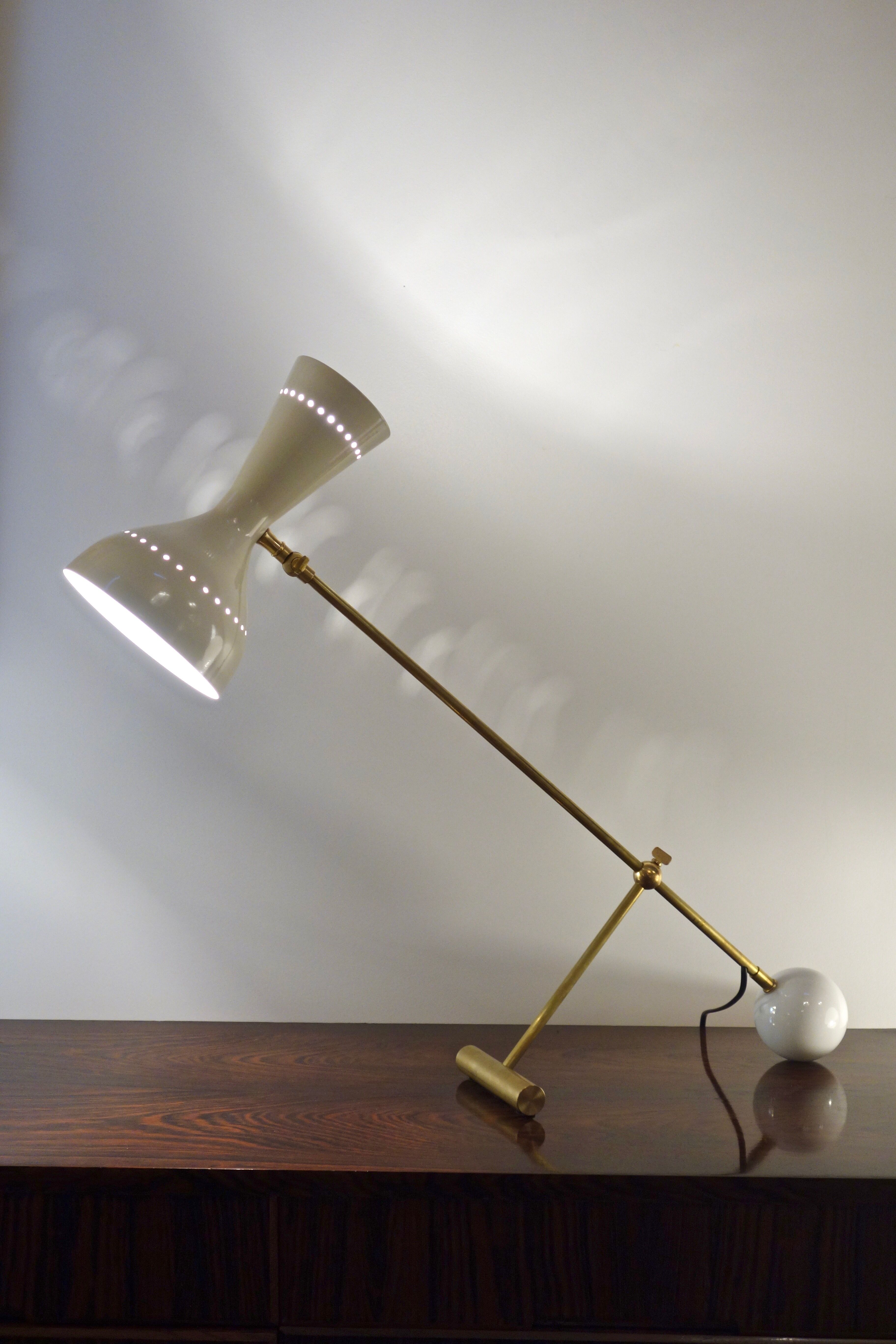Italian dialog lamp articulated brass and marble style 50's