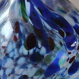 Designer Ball Vase in blown art glass, Murano style. Multi-colored speckles/smoke swirls. Dim 26 x 13 cm