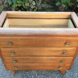 Vintage chest of drawers with oak compass base with marble top.