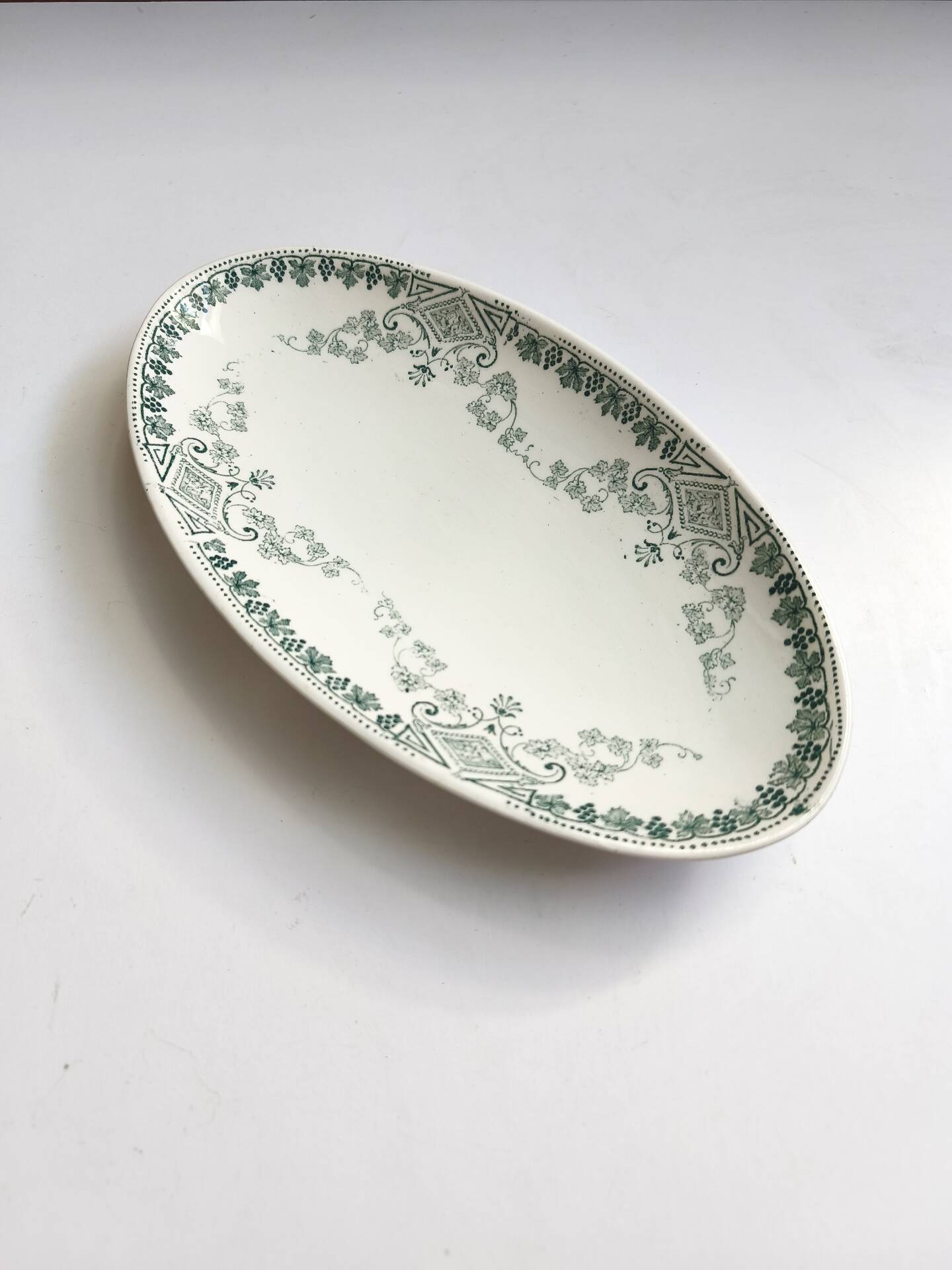 Ravier KG Lunéville Caumartin blanc et décor bleu vert