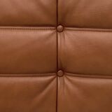 Fauteuil Togo en cuir marron attribué à Michel Ducaroy pour Ligne Roset