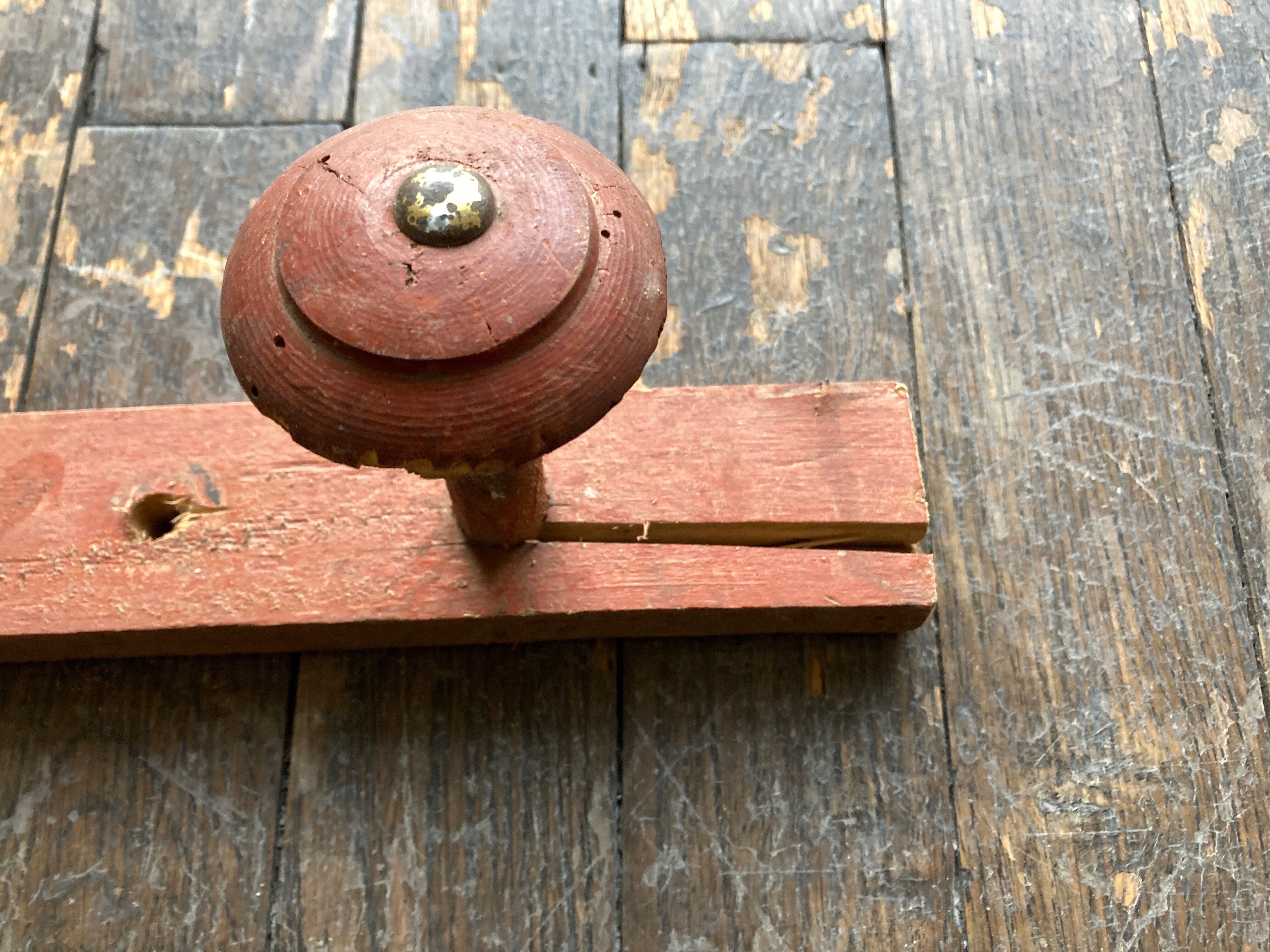Original patina wooden farmhouse coat hook 86cm