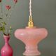Suspension abat-jour vintage en opaline rose