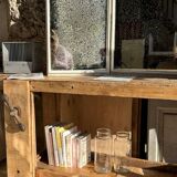 Large raw solid wood workbench