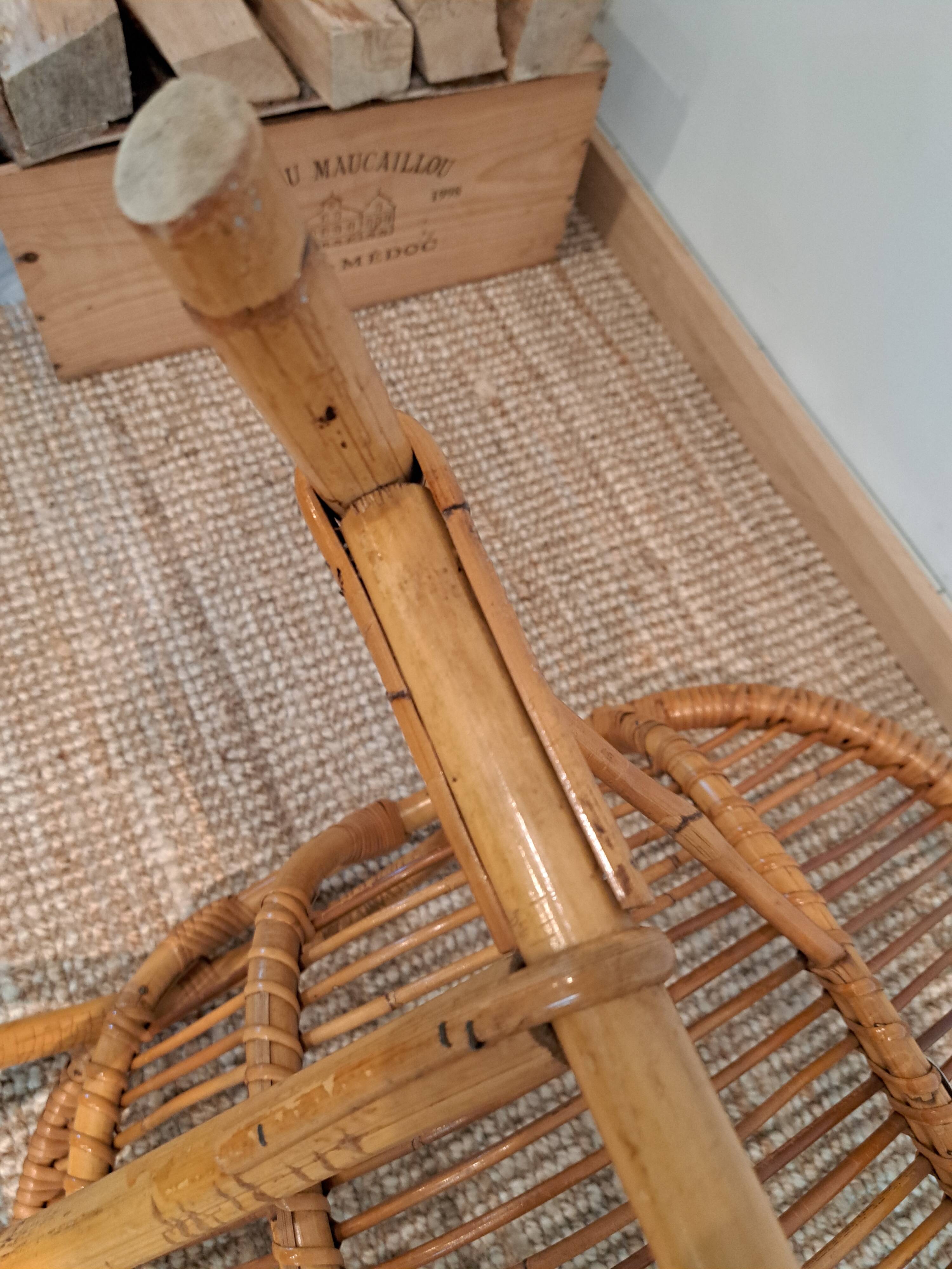 Vintage rattan & bamboo armchair from the 60s
