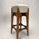 Mid-Century Italian Wooden Stool with Velvet Seat, 1950s