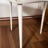 table basse tripode blanche et bois Arthur Umanoff
