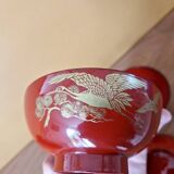 Japan - Series of 4 rice bowls - In red and gold lacquered wood - Meiji period work (1868-1912)
