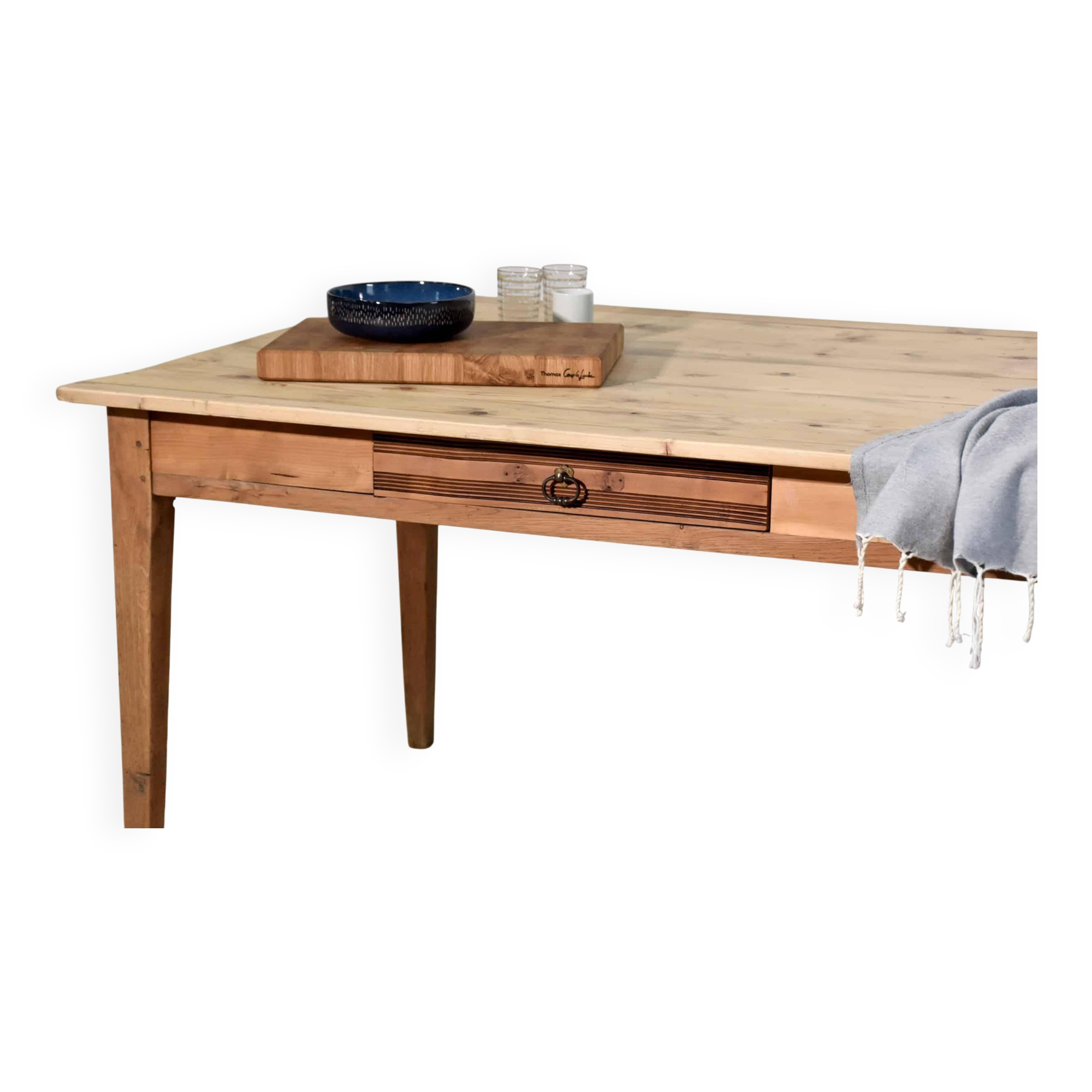 Vintage farmhouse table, oak legs