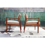 Pair of Giacomo Buzzitta walnut armchairs by Stow Davis