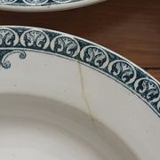 7 ironstone soup plates from Adrianople, Saint Amand and Hamage