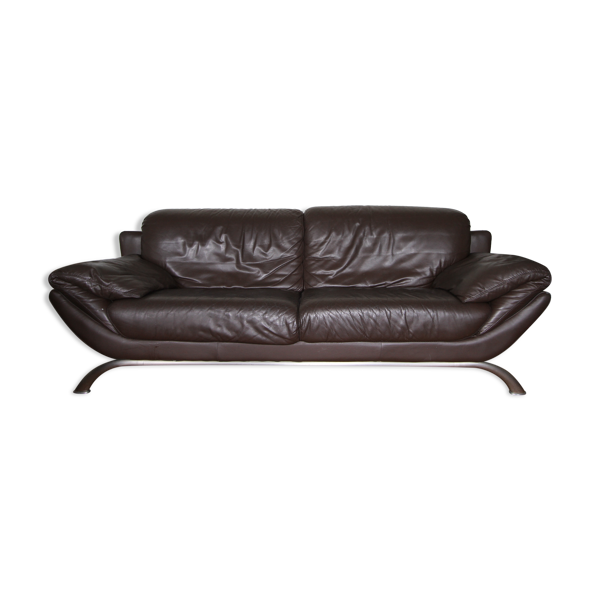 Natuzzi Dark Brown Leather Sofa Selency, Natuzzi Brown Leather Sofa