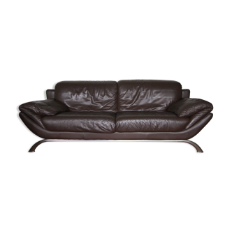 Natuzzi dark brown leather sofa