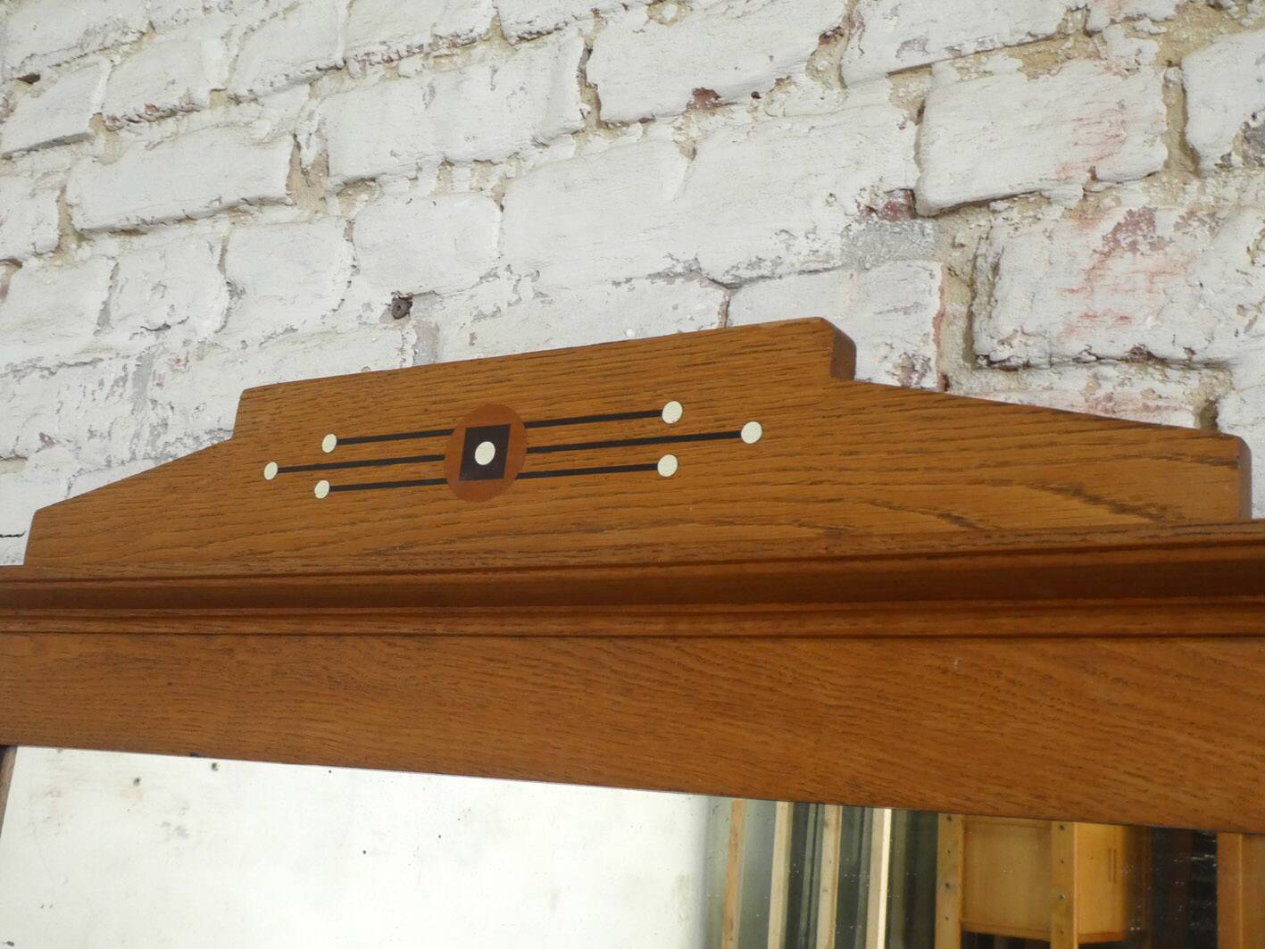 large mirror in oak and marquetry, 1950