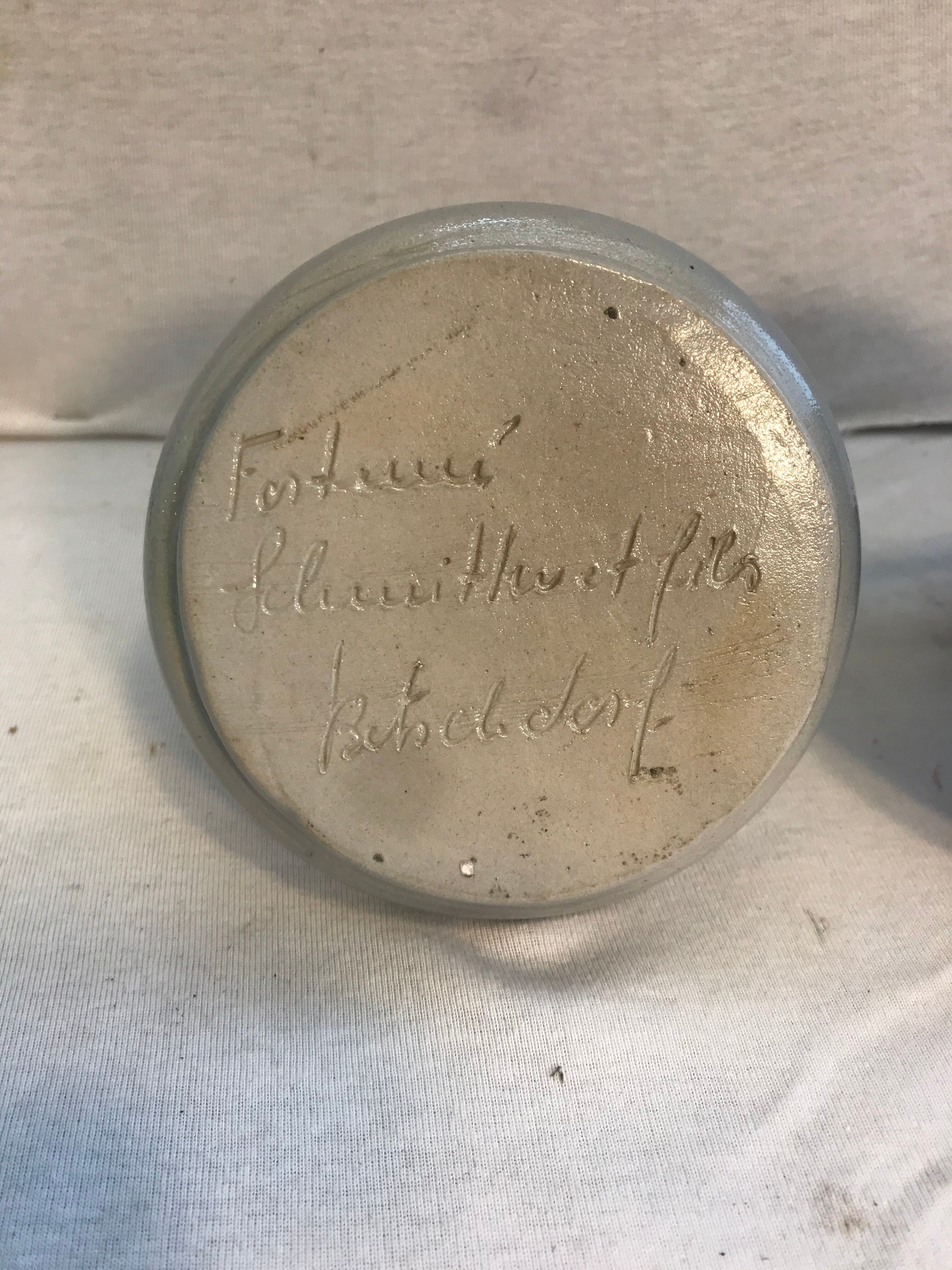 Pair of Betschdorf Schmitter ceramics bougeoirs