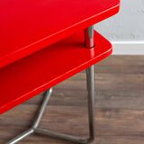Functionalist Chrome Red Side Table Made In Czechoslovakia, 1930s