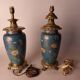 Pair of Asian style lamps in cloisonné and bronze