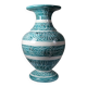 Vintage turquoise ceramic baluster vase with incised decoration.
