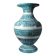 Vintage turquoise ceramic baluster vase with incised decoration.