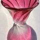 Val Saint Lambert twisted raspberry pink crystal vase signed