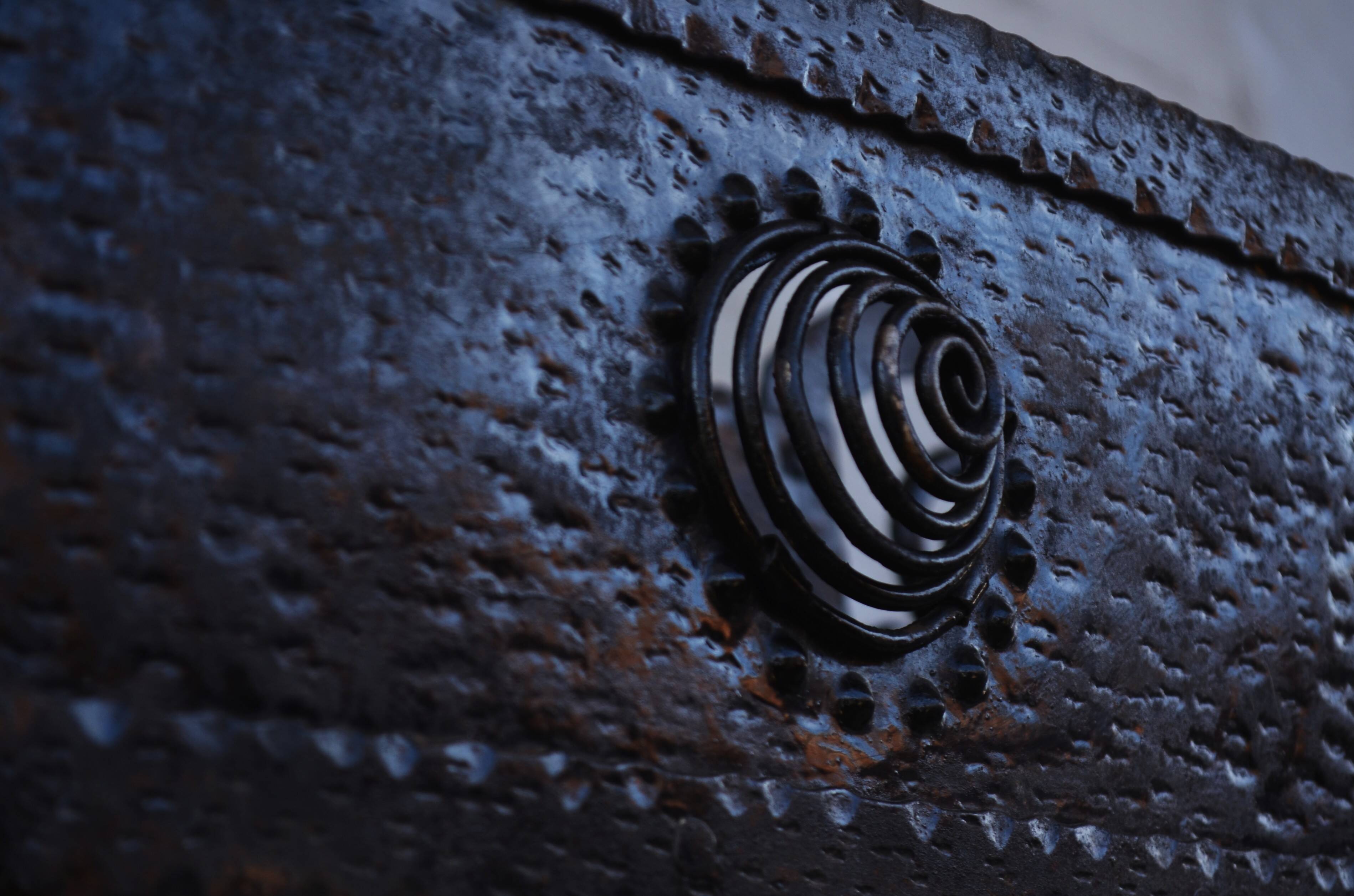 Viennese-style hammered iron flower planter holder Secession