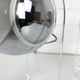 Pair of space age table lamps, chrome sphere and plexiglass, 70s