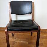 Vintage leather and wood chair pair
