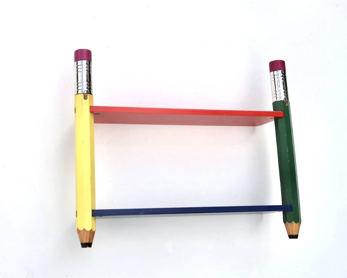 Wall shelf by Pierre Sala, 1980s Memphis Design in primary colours.