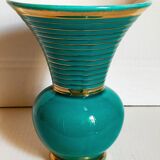 Art-deco vase in green and gold slip