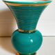 Vase art-déco en barbotine vert et or
