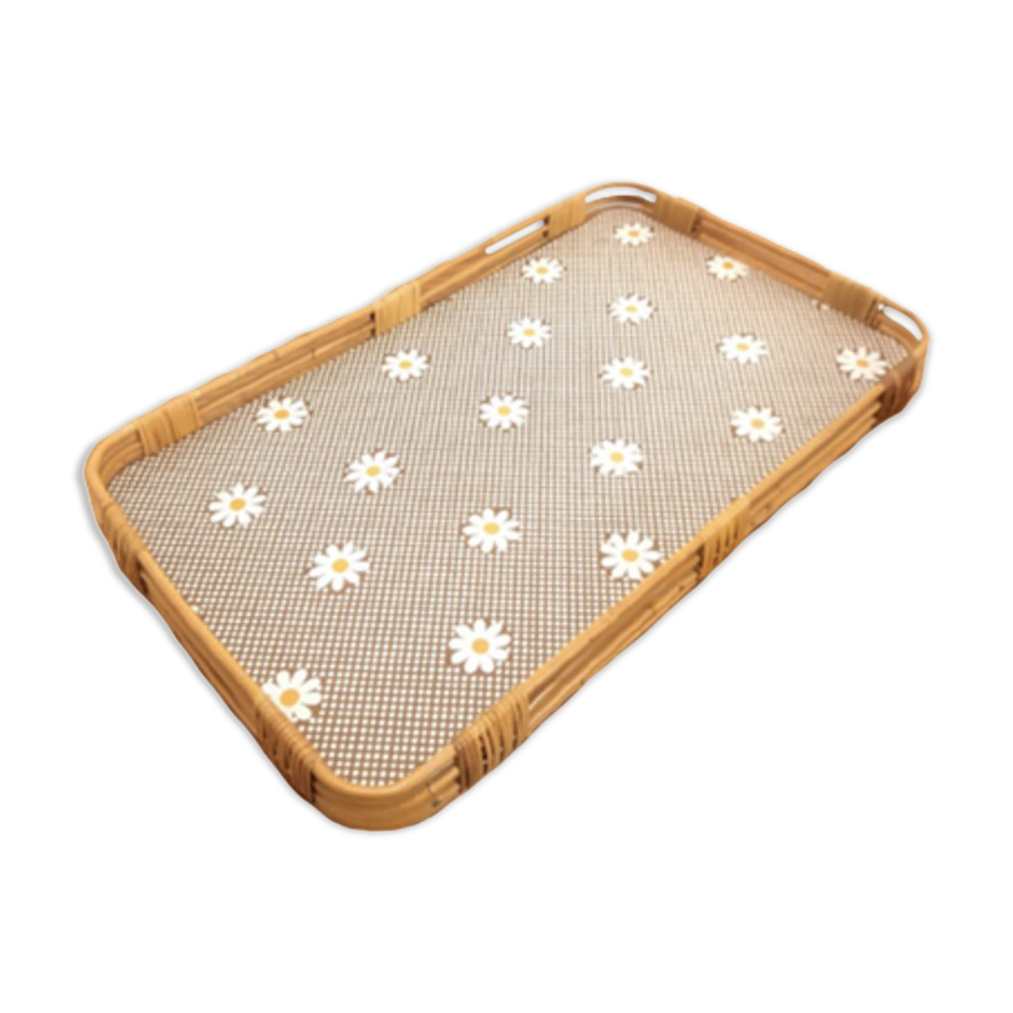 Vintage rattan top with flowers