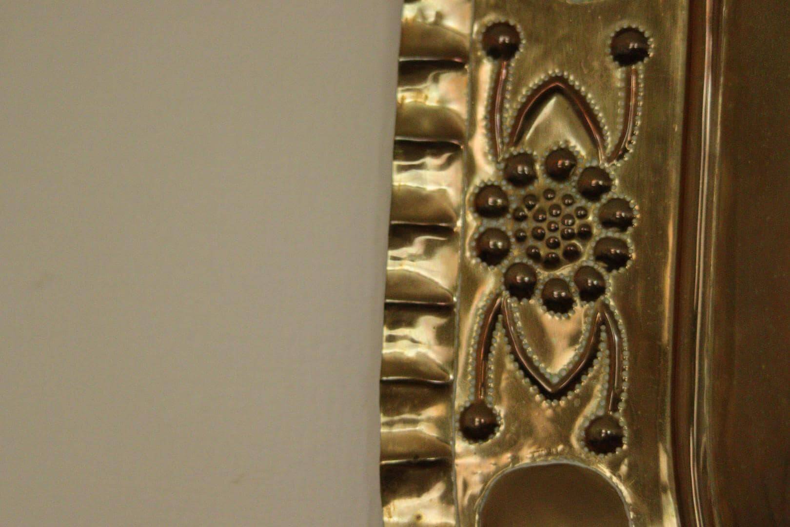 X-large mid-century Swedish brass Baroque sconce with double arm design