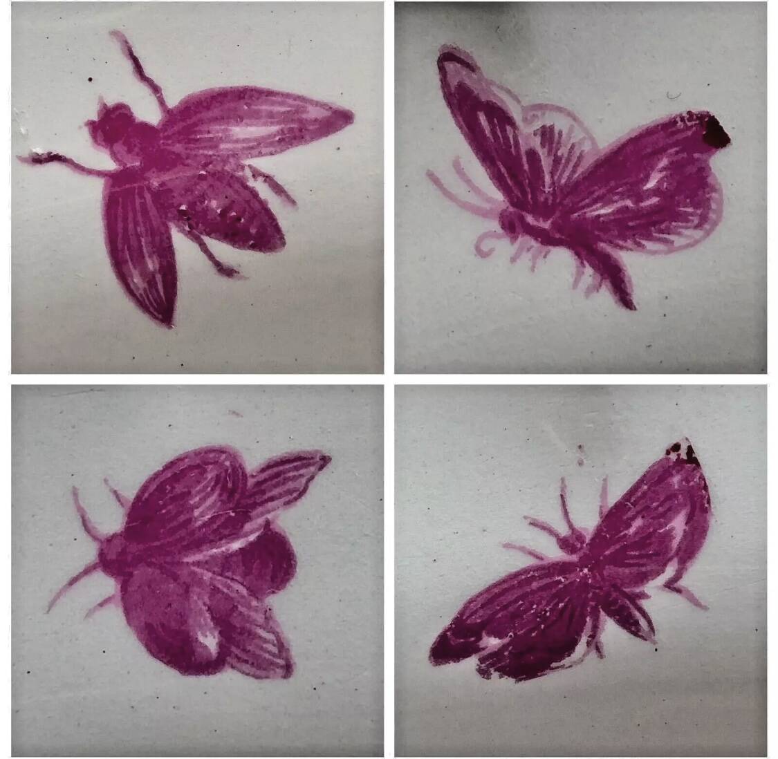 Old round hollow Gien dish, Pink Landscape model, 1938/1960