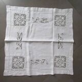 Antique embroidered tea tablecloth 78x78cm