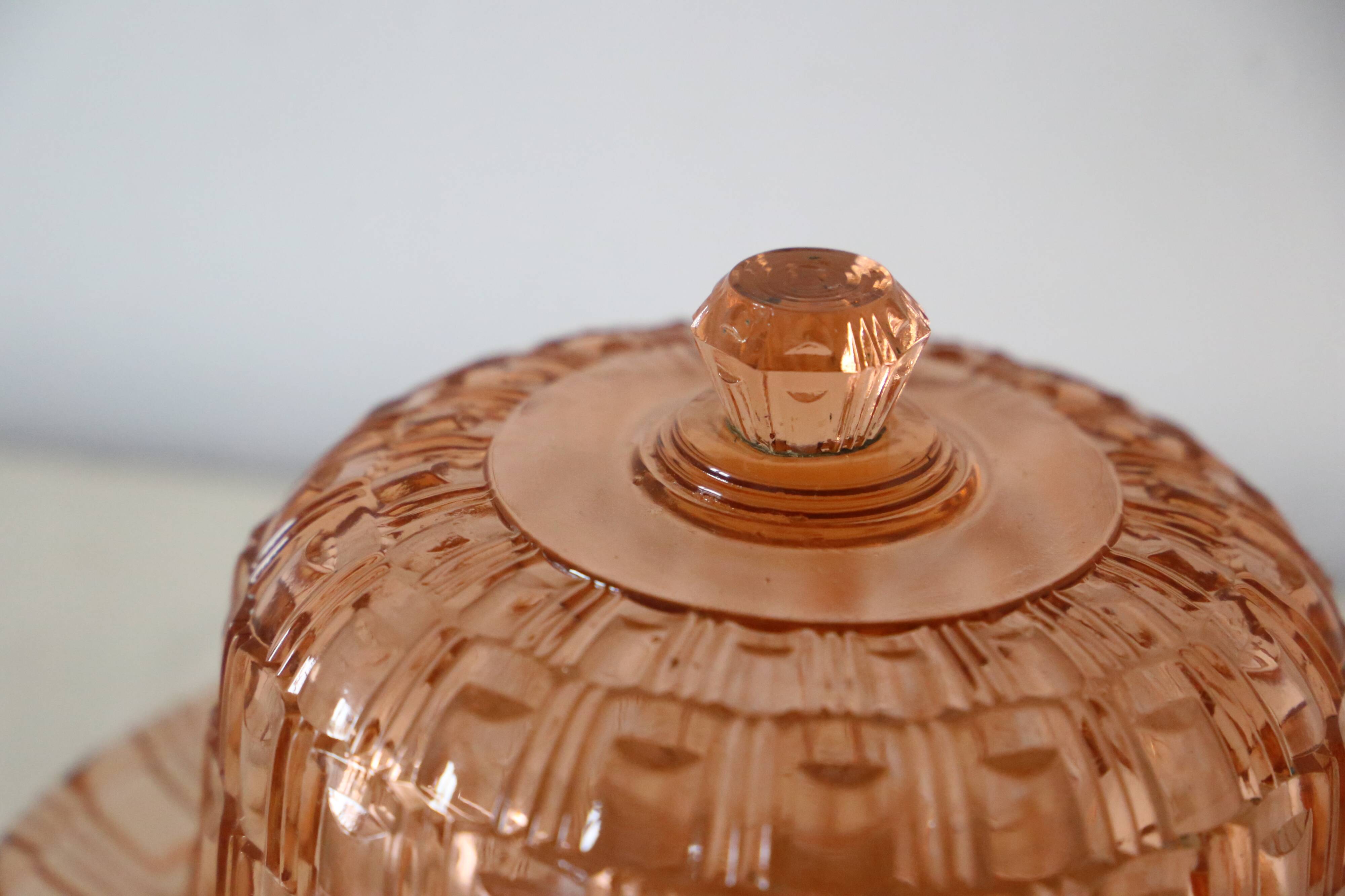 Bell and top in pink glass, vintage