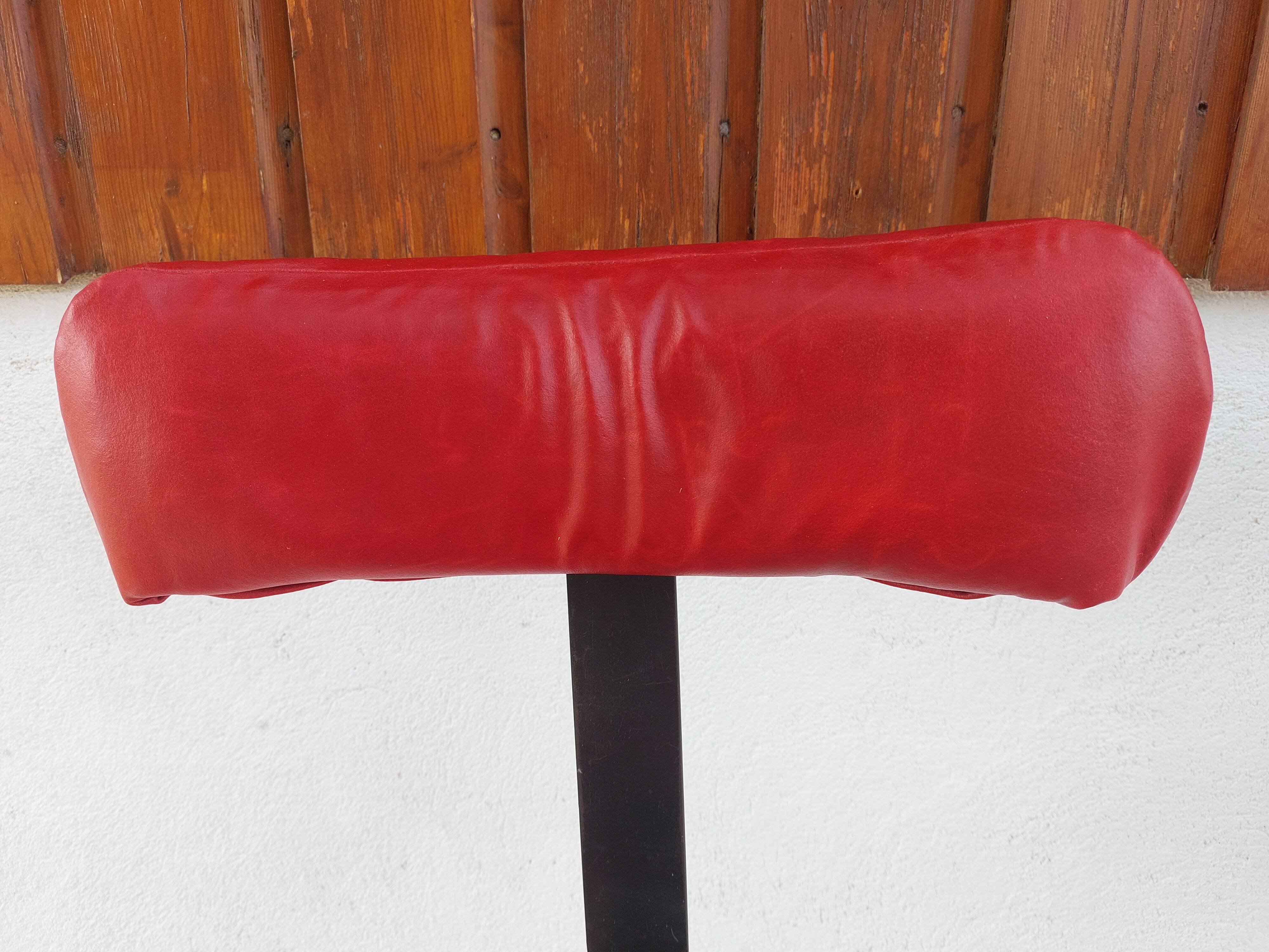 pair of high stools, leather, vintage, industrial