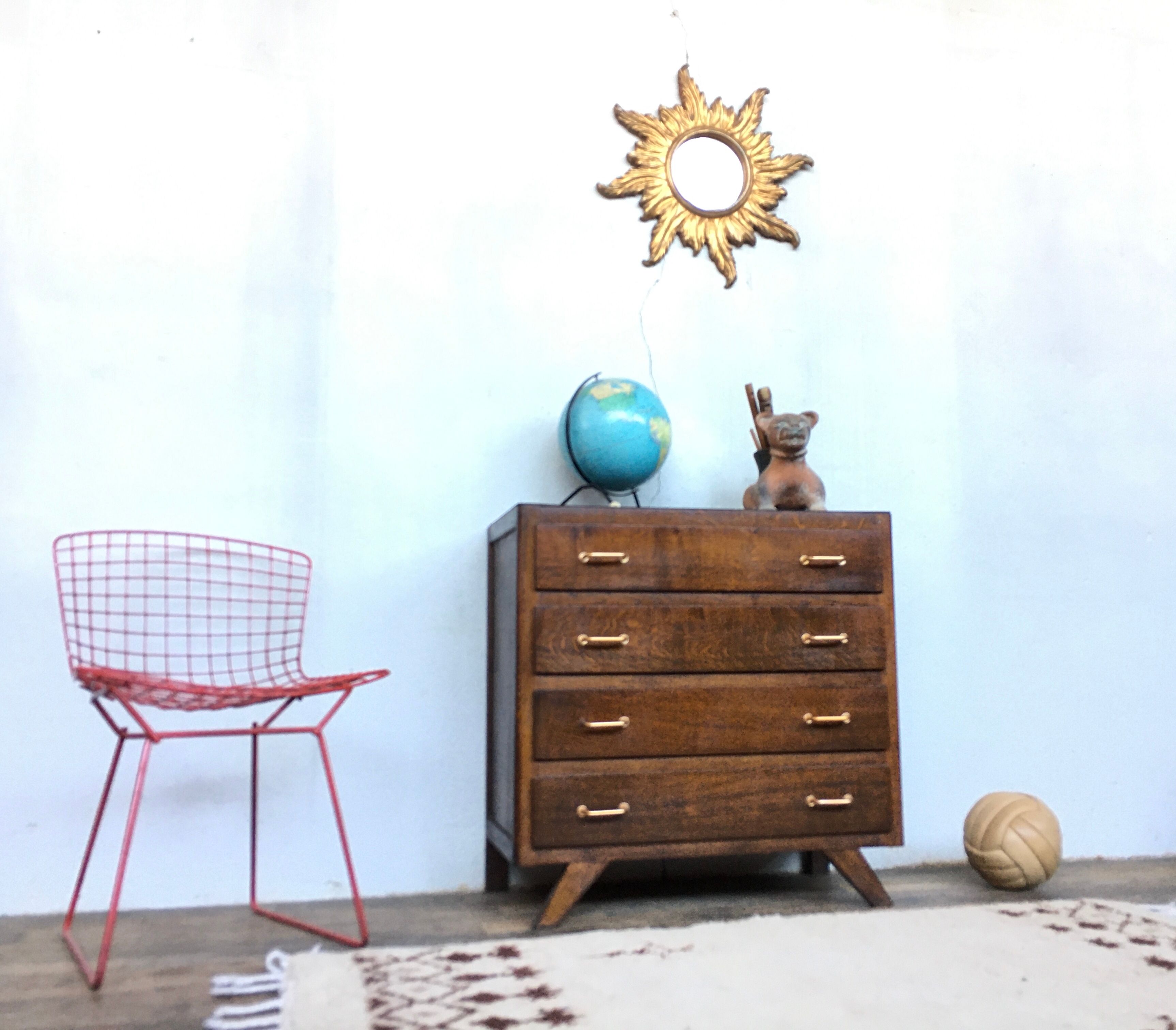 Former Vintage weekly ragsmaker 1950/1960 - retro - 4 drawers - compass feet - oak