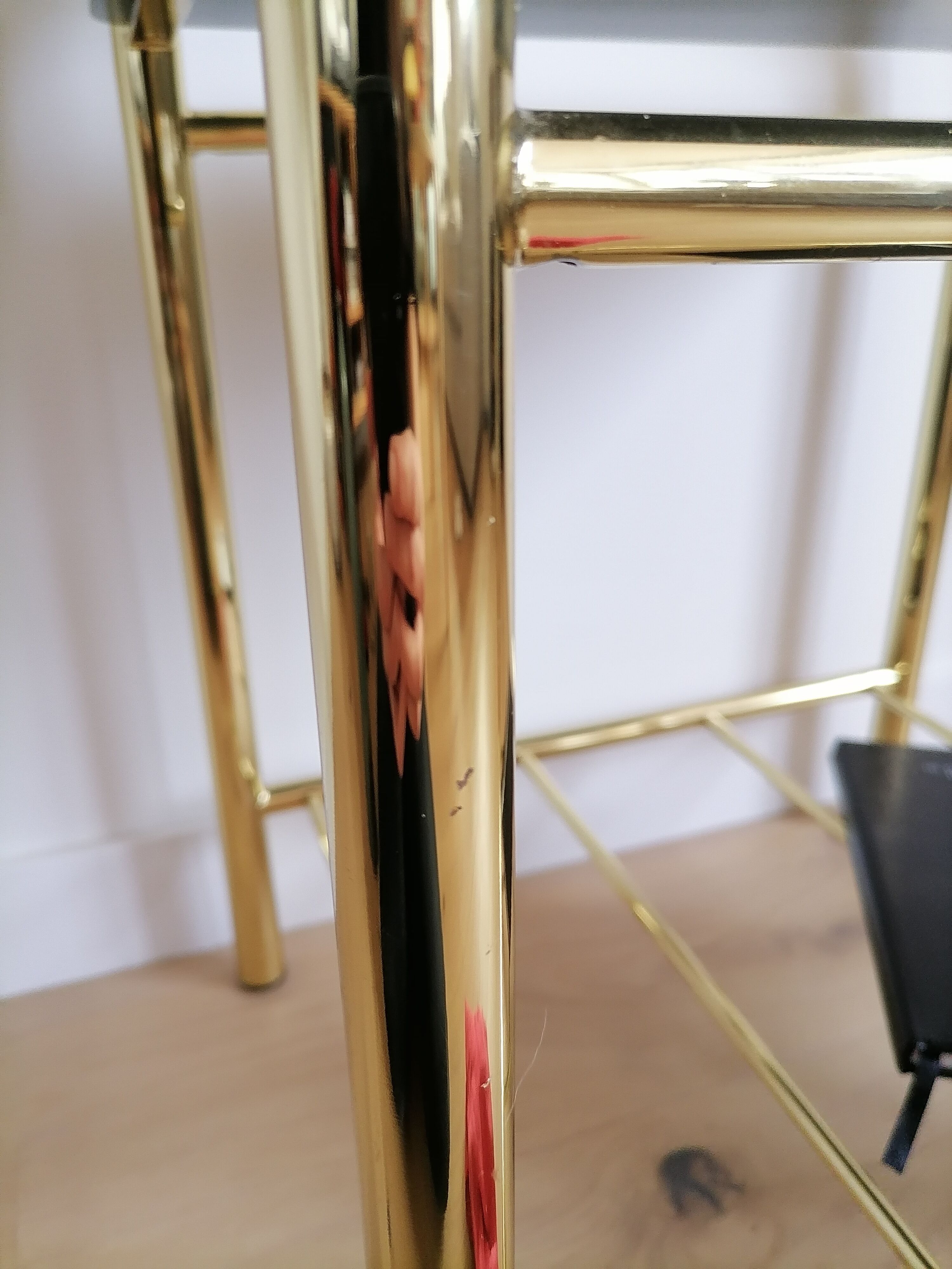 Side table gilded metal and glass