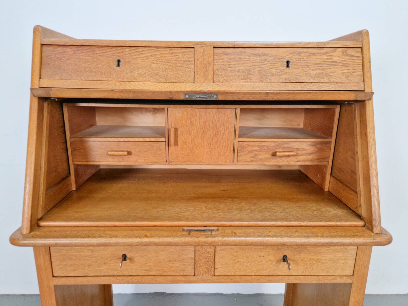 Art Deco Arts & Crafts Secretary in Natural Oak, 1930s