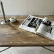 Table basse travertin et laiton
