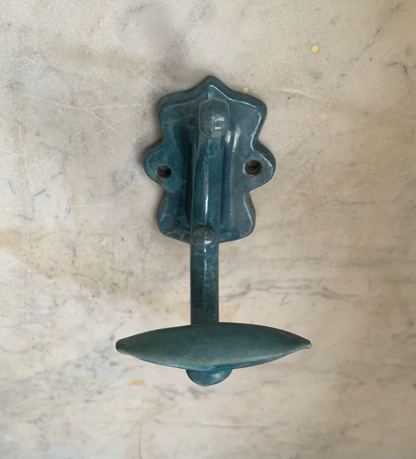 Blue enamelled cast iron hook
