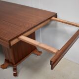 Rectangular table in solid mahogany and plated 1930/1940