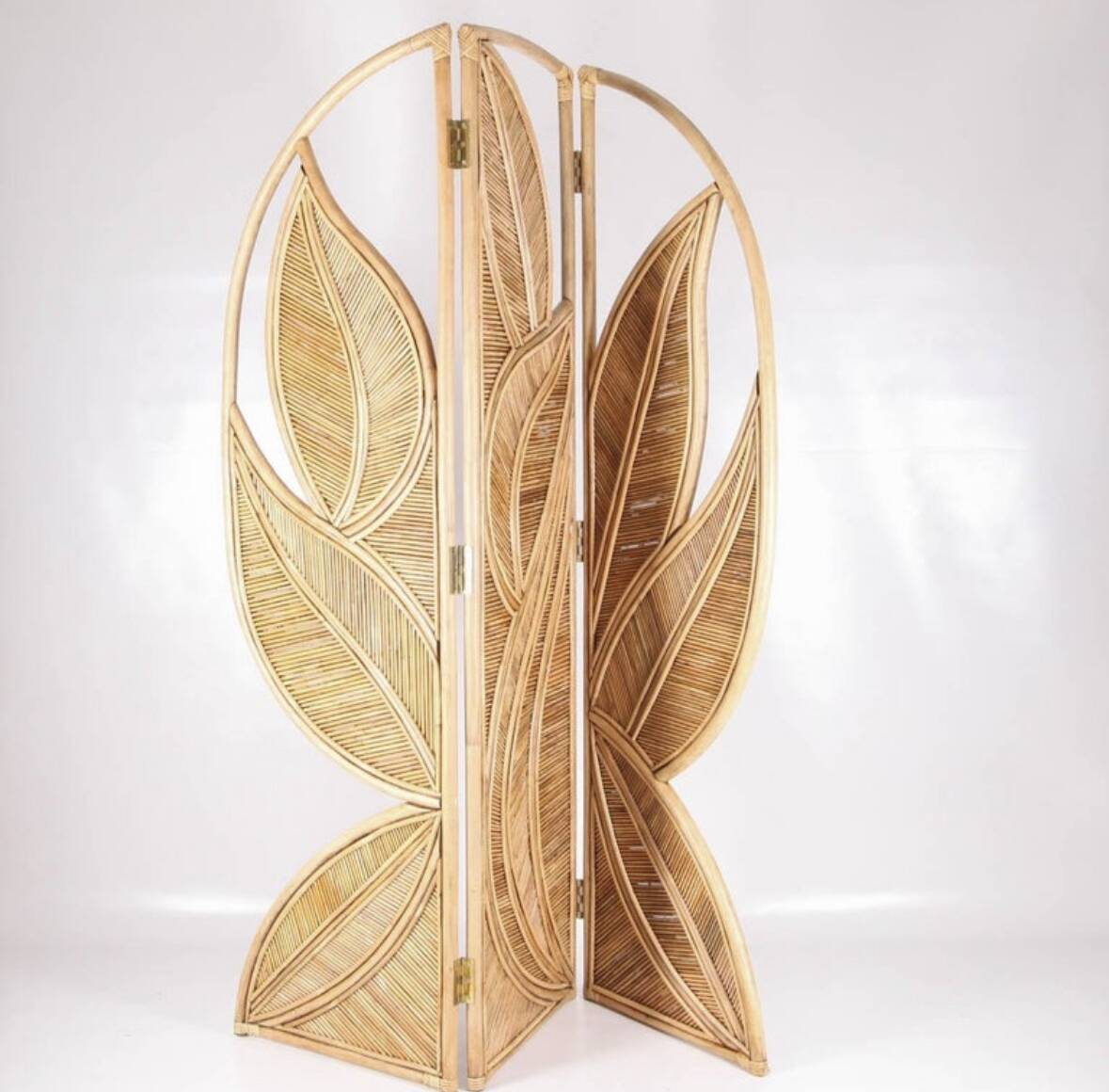 Three-panel rattan screen