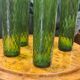 Verre cristal émeraude 1970 à facettes, tres bon état 19x6